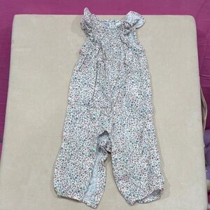 Little Planet Organic Baby Girls Floral Cotton Romper - White with Pink & Green